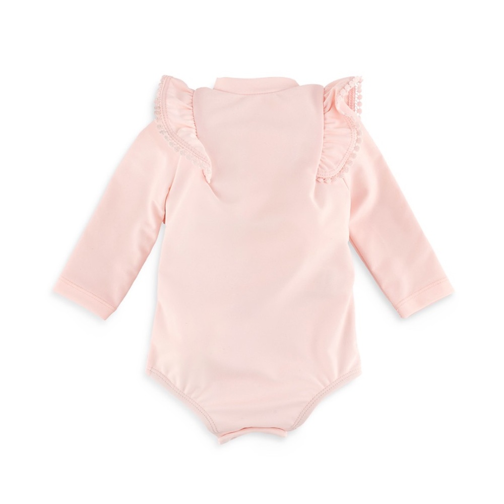Miniclasix Girls' Ruffle Rash Guard - Pink - Picture 4 of 5